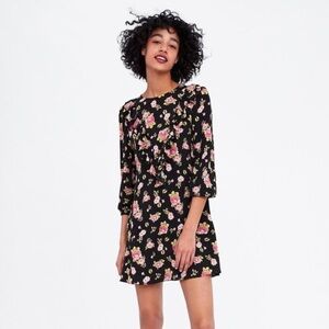 Zara Ruffled Floral Print Dress